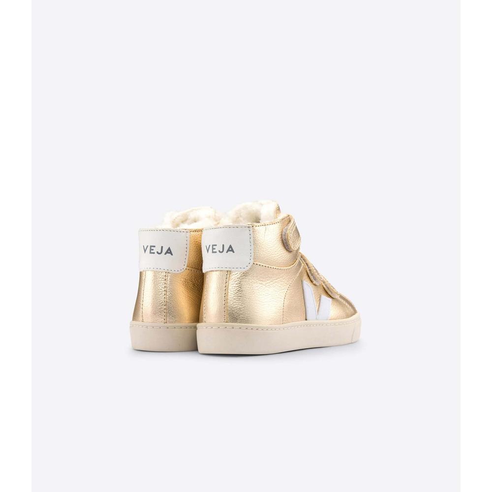 Veja ESPLAR MID FURED LEATHER Hoog Kinderen Goud | BE 698JPQ